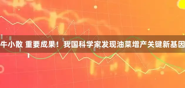 牛小散 重要成果！我国科学家发现油菜增产关键新基因